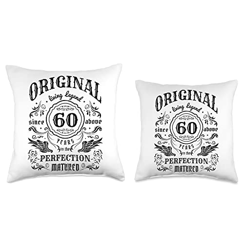 60 Years Old Vintage 60th Birthday Apparels Co. 60 Years Old Vintage 60th Birthday Throw Pillow, 16x16, Multicolor