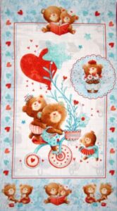 flashphoenix quality sewing fabric –puffy teddy bear bicycle reading bears heart 100% cotton fabric 24x44 panel