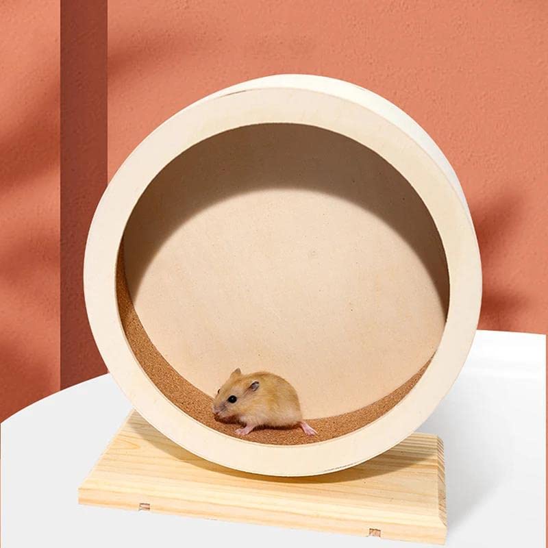 Hamster Wooden Silent Running Wheel,(S/M/L) Pet Sports Wheel, Suitable for Running and Sports Exercise of Hamsters, Guinea Pigs, Golden Squirrels, Chinchillas and Other Small Pets(M-Type)