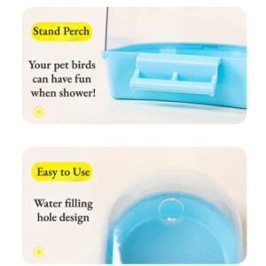 Bird Bath Cage Come with Water Injector, Cleaning Pet Supplies Cockatiel Bird Bathtub with Hanging Hooks for Small and Medium Birds Parrots Spacious Parakeets Portable Shower for Most Birdcage