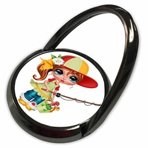 3drose cute red headed glamour fishing girl illustration - phone rings (phr-360376-1)
