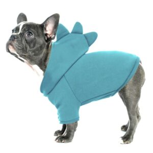 dog hoodie jacket, hooded dog dinosaur vest costume, 2-legged doggie warm sweatshirt, pet hoodies apparel for french bulldog, pug, mini pinscher, schnauzer, small medium dogs winter outfit clothes