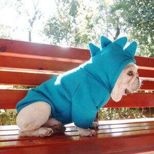 Dog Hoodie Jacket, Hooded Dog Dinosaur Vest Costume, 2-Legged Doggie Warm Sweatshirt, Pet Hoodies Apparel for French Bulldog, Pug, Mini Pinscher, Schnauzer, Small Medium Dogs Winter Outfit Clothes