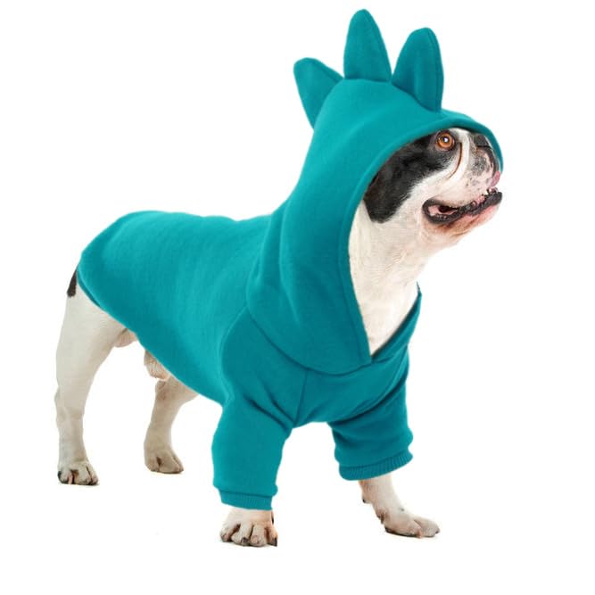 Dog Hoodie Jacket, Hooded Dog Dinosaur Vest Costume, 2-Legged Doggie Warm Sweatshirt, Pet Hoodies Apparel for French Bulldog, Pug, Mini Pinscher, Schnauzer, Small Medium Dogs Winter Outfit Clothes