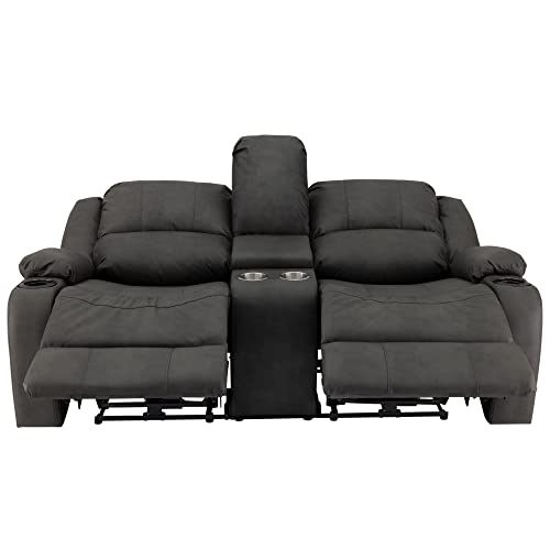 RecPro Charles 70" Powered Double RV Wall Hugger Recliner Sofa | Loveseat | RV Furniture (Gunmetal)