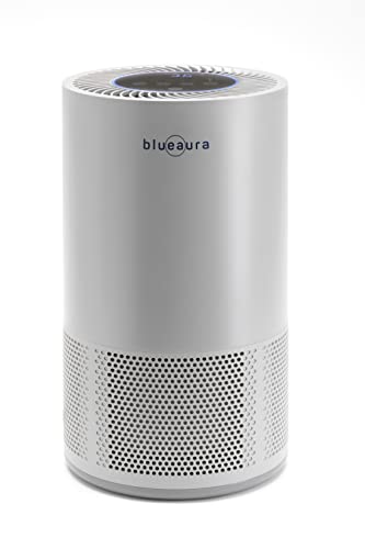 BLUE AURA PURE Air Purifier. H13 True HEPA Filter. Ideal for Home, Bedroom, Living room, Kitchen. Ozone-Free. 26db Quiet & Powerful. Wifi & App Enabled. Cleans 215 sq. ft in 15 min. AUTO. Slate Gray.