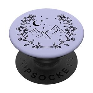 purple-lavender - boho chic floral moon mountain popsockets swappable popgrip
