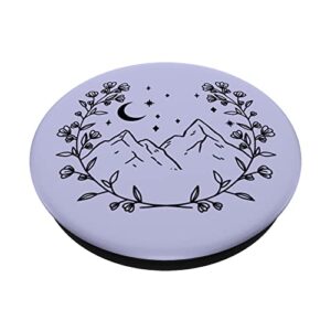 Purple-Lavender - Boho Chic Floral Moon Mountain PopSockets Swappable PopGrip
