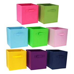 7penn basket cube storage - 8pc colorful fabric basket organization bins with handle - for home, office, or classrooms