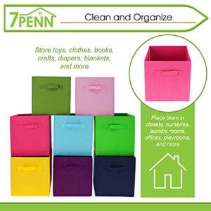 7Penn Basket Cube Storage - 8pc Colorful Fabric Basket Organization Bins with Handle - For Home, Office, or Classrooms