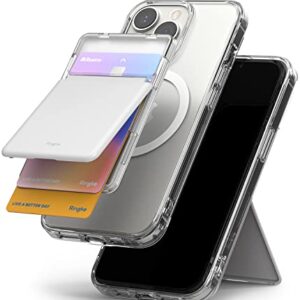 Ringke Magnetic Stand Slot Card Holder [Phone Wallet + Stand] ID & Credit Card Holder for Phone Case, Magnetic Card Wallet Compatible with Magsafe, iPhone 13, 12, Pro Max Mini - Clear & Light Gray