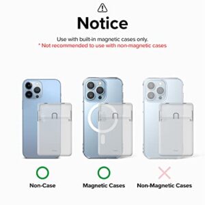 Ringke Magnetic Stand Slot Card Holder [Phone Wallet + Stand] ID & Credit Card Holder for Phone Case, Magnetic Card Wallet Compatible with Magsafe, iPhone 13, 12, Pro Max Mini - Clear & Light Gray