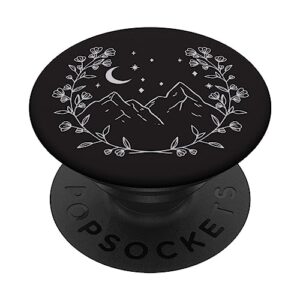 ghost white - boho floral moon mountain popsockets swappable popgrip