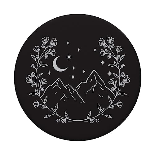 Ghost White - Boho Floral Moon Mountain PopSockets Swappable PopGrip