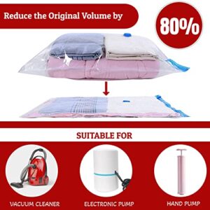 Vacuum Storage Bags (6 Jumbo) with Hand Pump | 40"x32" Vacuum Sealer Bags Clothes | Compression Bags for Travel | Space Saver Vacuum Storage Bags | Blanket Storage Bags | Clothing Storage