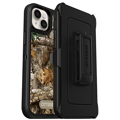 OtterBox iPhone 14 Plus Defender Series Case - REALTREE EDGE (Blaze Orange/Black/RT Edge) , rugged & durable, with port protection, includes holster clip kickstand