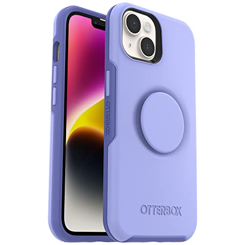 OtterBox iPhone 14 Plus Otter + Pop Symmetry Series Case - PERIWINK (Purple), integrated PopSockets PopGrip, slim, pocket-friendly, raised edges protect camera & screen