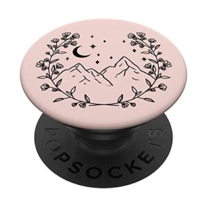 pale light pink - boho chic floral moon mountain popsockets swappable popgrip