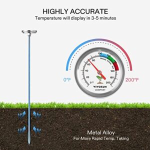 VIVOSUN Outdoor Tumbling Composter Dual Rotating Batch Compost Bin and Compost Thermometer, Backyard Soil Thermometer with Stainless Steel Dial for Composting Bins…