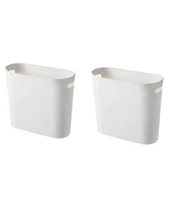hundred families bathroom small trash can, 3 gallon slim plastic, set of 2, white