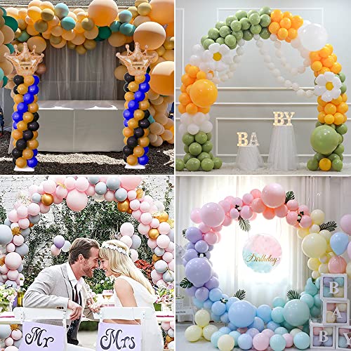 Decojoy Balloon Arch Stand, 7.5ft Large Round Backdrop Frame, Adjustable Half Circle Arch, 2 set Reusable Metal Ballon Column Kit with Base 3IN1 for Birthday, Wedding, Graduation, Baby Shower Party