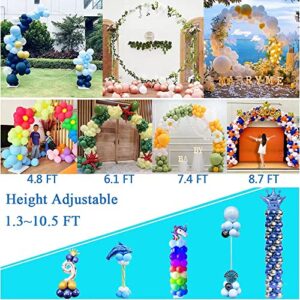 Decojoy Balloon Arch Stand, 7.5ft Large Round Backdrop Frame, Adjustable Half Circle Arch, 2 set Reusable Metal Ballon Column Kit with Base 3IN1 for Birthday, Wedding, Graduation, Baby Shower Party