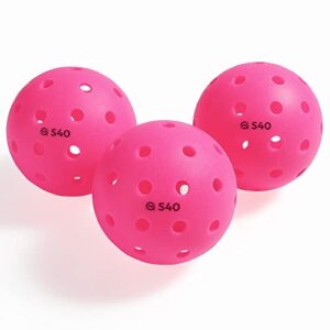 A11N S40 Outdoor Pickleball Balls- USAPA Approved, 3-Pack, Fuchsia