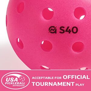A11N S40 Outdoor Pickleball Balls- USAPA Approved, 3-Pack, Fuchsia