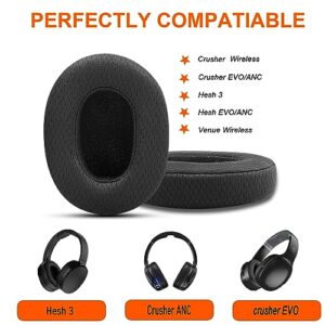 Gvoears Replacement Ear Pads Cushions for Skullcandy Crusher Wireless, Crusher ANC/EVO, Hesh ANC/EVO, Hesh 3 Wireless, Also Fit for Skullcandy Venue Wireless ANC Headphone with Black Mesh Fabric