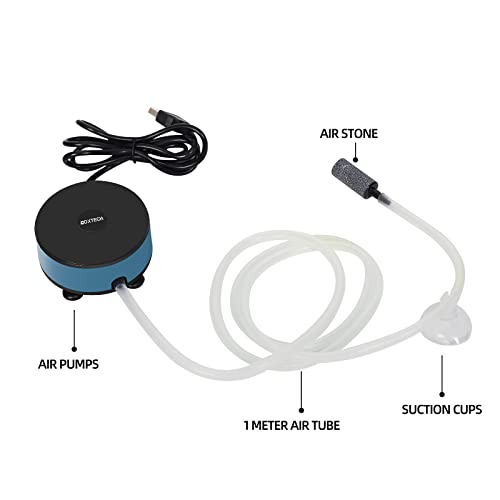 Aquarium Air Pump for Tank – Oxygen Aerator Pump Bubbler Kit with Air Stone, Airline Tubing for 1.5-7 Gallon Mini Fish Tank