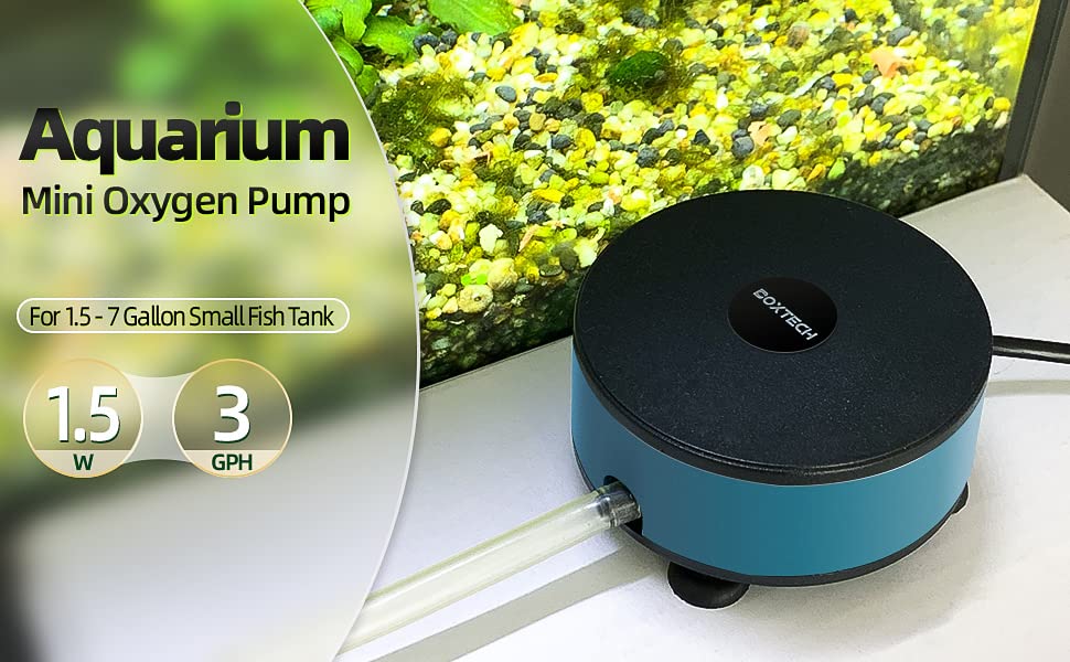 Aquarium Air Pump for Tank – Oxygen Aerator Pump Bubbler Kit with Air Stone, Airline Tubing for 1.5-7 Gallon Mini Fish Tank