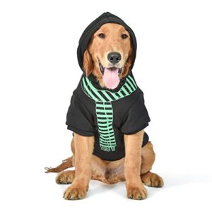 harry potter: slytherin pet hoodie with faux scarf - x-small | harry potter accessories for dogs| harry potter dog accessories for hogwarts houses, slytherin, black (ff23360)