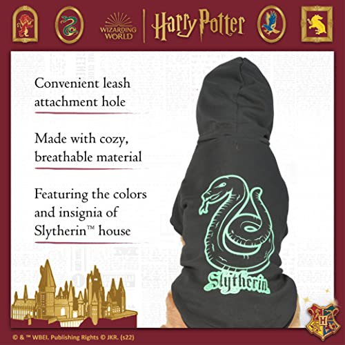 Harry Potter: Slytherin Pet Hoodie with Faux Scarf - X-Small | Harry Potter Accessories for Dogs| Harry Potter Dog Accessories for Hogwarts Houses, Slytherin, Black (FF23360)