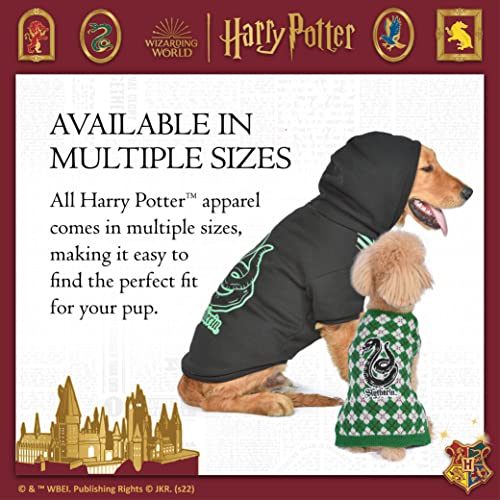 Harry Potter: Slytherin Pet Hoodie with Faux Scarf - X-Small | Harry Potter Accessories for Dogs| Harry Potter Dog Accessories for Hogwarts Houses, Slytherin, Black (FF23360)