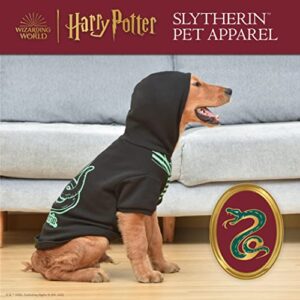 Harry Potter: Slytherin Pet Hoodie with Faux Scarf - X-Small | Harry Potter Accessories for Dogs| Harry Potter Dog Accessories for Hogwarts Houses, Slytherin, Black (FF23360)