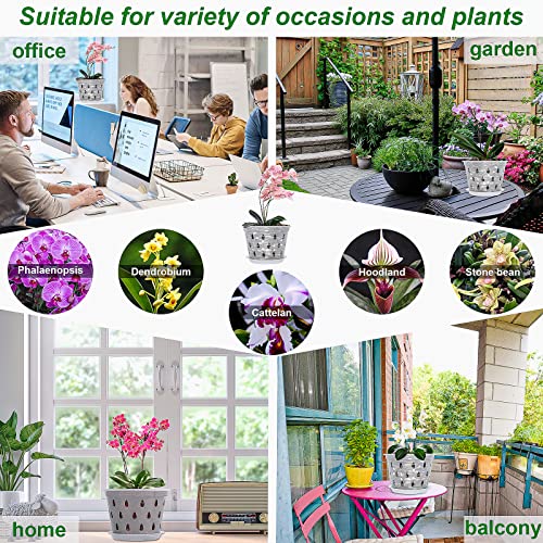 Suguder 8 Pack 7 Inch Orchid Pot, Orchid Pots with Holes and Saucers, Clear Plastic Plant Flower Pot for Indoor Outdoor Garden