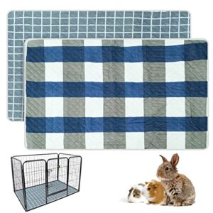 Fhiny 2 PCS Guinea Pig Cage Liner Plaid Washable Guinea Pig Bedding Reusable Small Pet Pee Pads Fast Absorbent Waterproof Anti Slip for Rabbits Bunny Hamsters or Other Small Animals