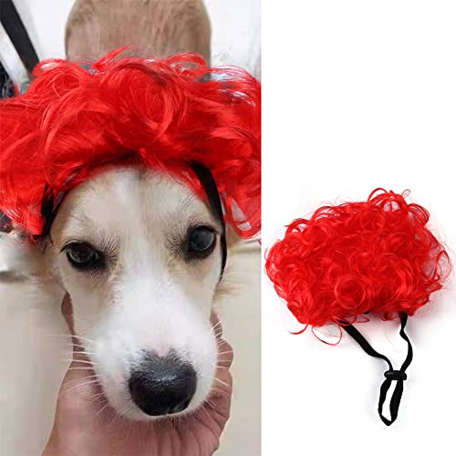 Halloween Funny Pet Wigs for Dogs, Cat Wigs.Dog Birthday, Dog Cosplay, Dog Costumes, Pet Wigs. (Red Explosive Head)