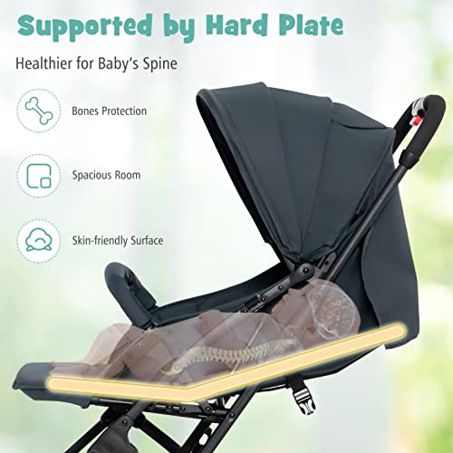 Jogging Stroller, One-Hand Fold Jogger Travel System with 360° Rotate Front Wheels Backrest Adjustable Canopy Safety Harness Footrest Storage Basket Lightweight Jogger Stroller for Baby (Black)