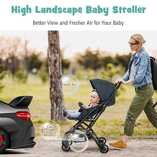 Jogging Stroller, One-Hand Fold Jogger Travel System with 360° Rotate Front Wheels Backrest Adjustable Canopy Safety Harness Footrest Storage Basket Lightweight Jogger Stroller for Baby (Black)
