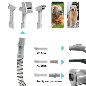 Self-Cleaning Pet Grooming and Shedding De-shedding Remove Brushes Vacuum Attachment Kit - Great for Dogs, Cats, Rabbits! Works with Most Vacuum Brands and Dyson V7 V8 V10 V11 V12 V15 Vacuum Cleaner (KIT6)