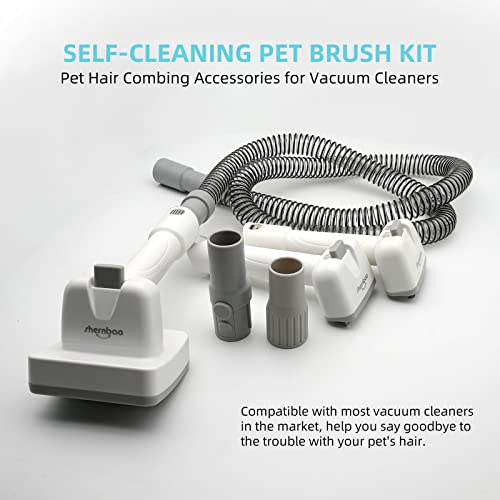 Self-Cleaning Pet Grooming and Shedding De-shedding Remove Brushes Vacuum Attachment Kit - Great for Dogs, Cats, Rabbits! Works with Most Vacuum Brands and Dyson V7 V8 V10 V11 V12 V15 Vacuum Cleaner (KIT6)