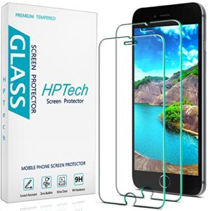 hptech (2 pack) tempered glass for iphone se 3, se 2022, iphone se 2, se 2020 screen protector, anti scratch, bubble free, case friendly