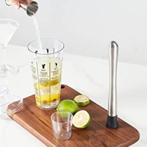 KITESSENSU Cocktail Recipe Shaker - Martini Recipes Measured Plastic Cobbler Shaker with Cap and Built In Strainer - Best Gift for Beginner