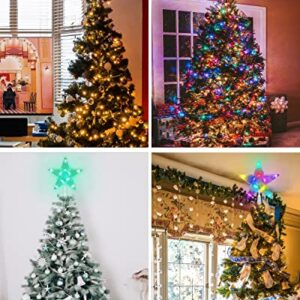 Christmas Tree Topper Lighted - Smart App Remote Control 7" LED Color Changing Star Tree Toppers Sync with Music, Dimmable, Timer, USB Plug in/Wire 16.4Ft Topper for Xmas Party Holiday Decorations