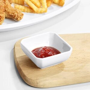 Yedio 3 Oz Dipping Sauce Bowls Ceramic Small Dip Bowls, Mini Serving Bowl for Side Dishes Sushi Soy Sauce Snack ketchup BBQ Charcuterie Condiment, Square White Porcelain Cups, Set of 6