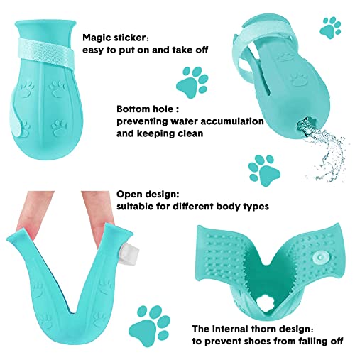 4Pcs Cat Anti-Scratch Shoes,Cat Boots for Cats Only,Anti-Scratch Cat Feet Claw Covers Adjustable Prickly Anti-Off Shoes Nail Gloves for Cat Silicone for Cat Grooming Bathing and Shaving (Blue)