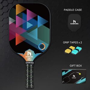 HANISNA Pickleball Paddle, USAPA Approved Carbon Fiber Face Pickleball Racket with Enhanced PP Honeycomb Core, Pickleball Paddle Lightweight, Ultra Cushion, Grit Face, Gift Box & Paddle Cover