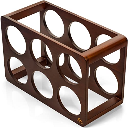 AURUM Wine Rack – 6 Bottle Wooden Wine Racks Countertop – Durable Black Walnut Wooden Wine Stand for Kitchen, Cellar, Office, Bar – Luxurious Wine Bottle Storage for Standard Bottles Holder Stand