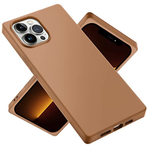 Jmltech Square Edge Case, for iPhone 14 Pro Max Case Silicone Protective Slim Thin Shockproof Flexible Women Men Cute Phone Cases for iPhone 14 Pro Max Brown